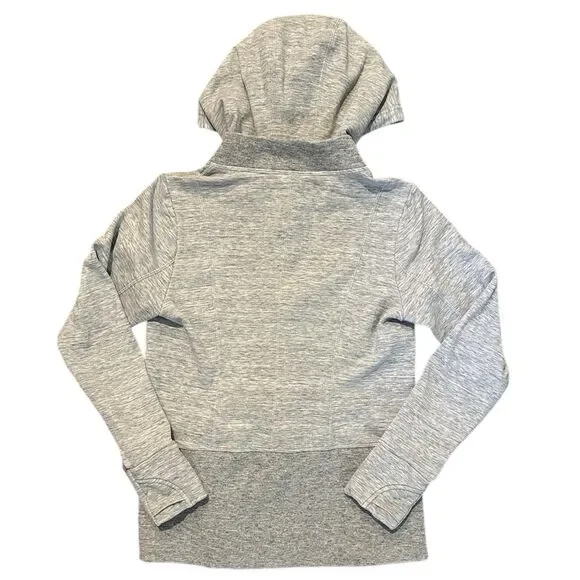 Athleta Victory Hoodie Jacket Full Zip Wmns M Gray Fitted Sweatshirt Thumbholes - Picture 2 of 11